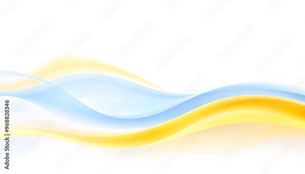 Naklejka premium Soft, flowing waves in shades of blue and white gradient background.