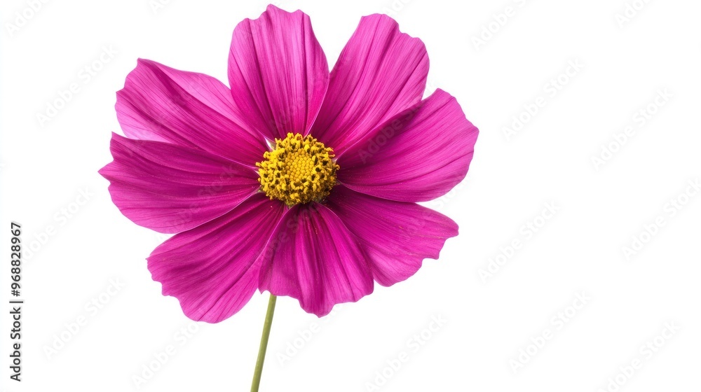 A vibrant pink flower with a yellow center on a white background, symbolizing beauty and nature. A vibrant pink flower with a yellow center on a white background, symbolizing beauty and nature.