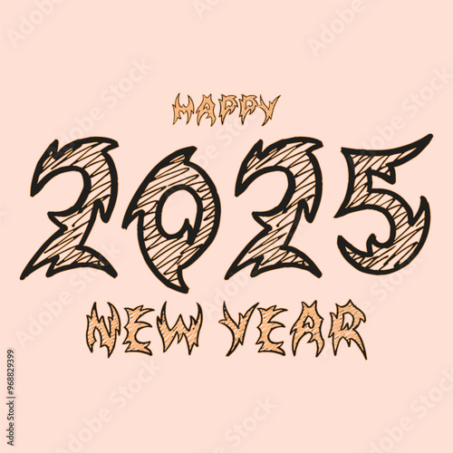 Happy new year 2025 design. With colorful truncated number illustrations. Premium vector design 2025