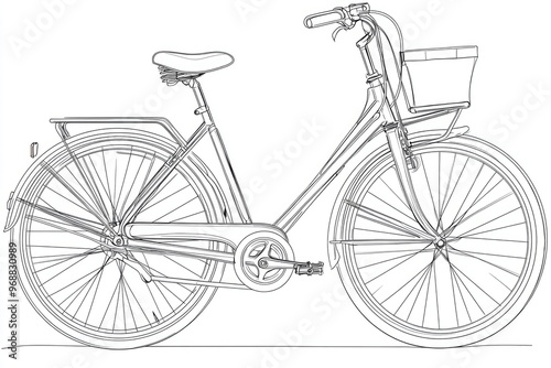 A detailed sketch of a bicycle with a classic design, showcasing its elegant lines and structure.