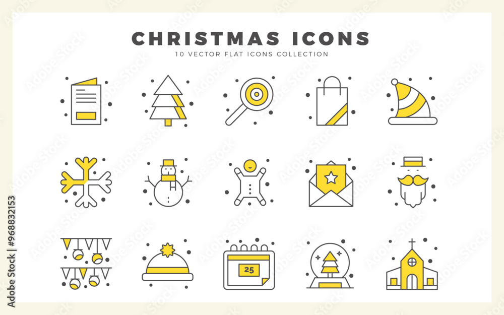Fototapeta premium 15 Christmas Two Color icon pack. vector illustration.