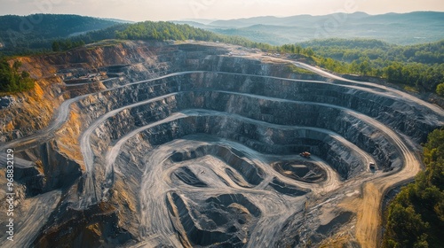 OPEN PIT MINE WITH GEOSYNTHETIC DINS.