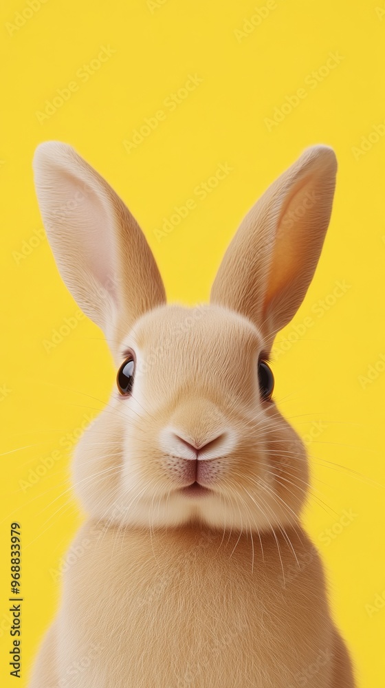 Portrait of a cute rabbit on a yellow background, vibrant and cheerful concept Portrait of a cute rabbit on a yellow background, vibrant and cheerful concept