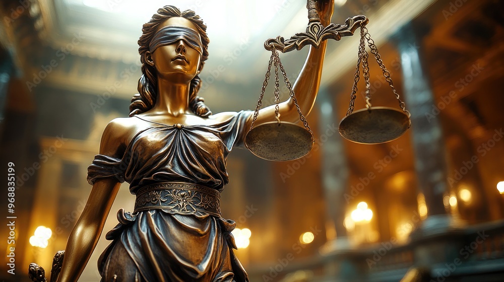 The Statue of Justice symbol, legal law concept image