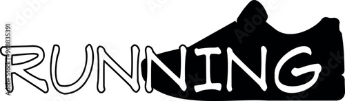 Running lettering. Sports vector illustration. Hand drawn vector art