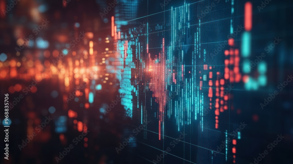 Abstract Digital Data Visualization with Red and Blue Lights Abstract Digital Data Visualization with Red and Blue Lights