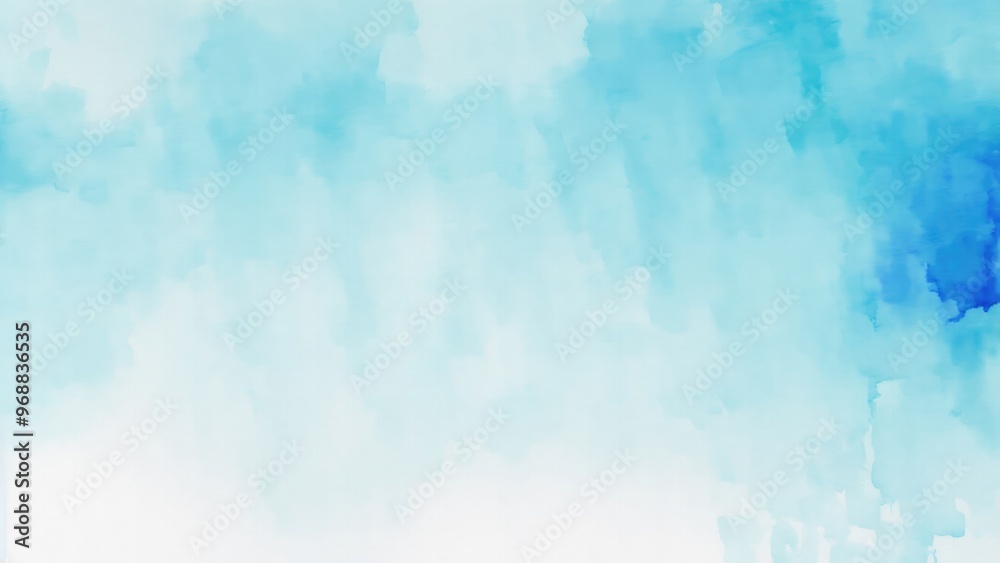 Cyan and Blue Watercolor Blot Abstract Texture Background