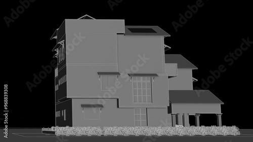 Wallpaper Mural 3d Animation of a Generic Classic brick house, Seamless Looped Rotating animation, with brick facade, linework, blueprint Torontodigital.ca