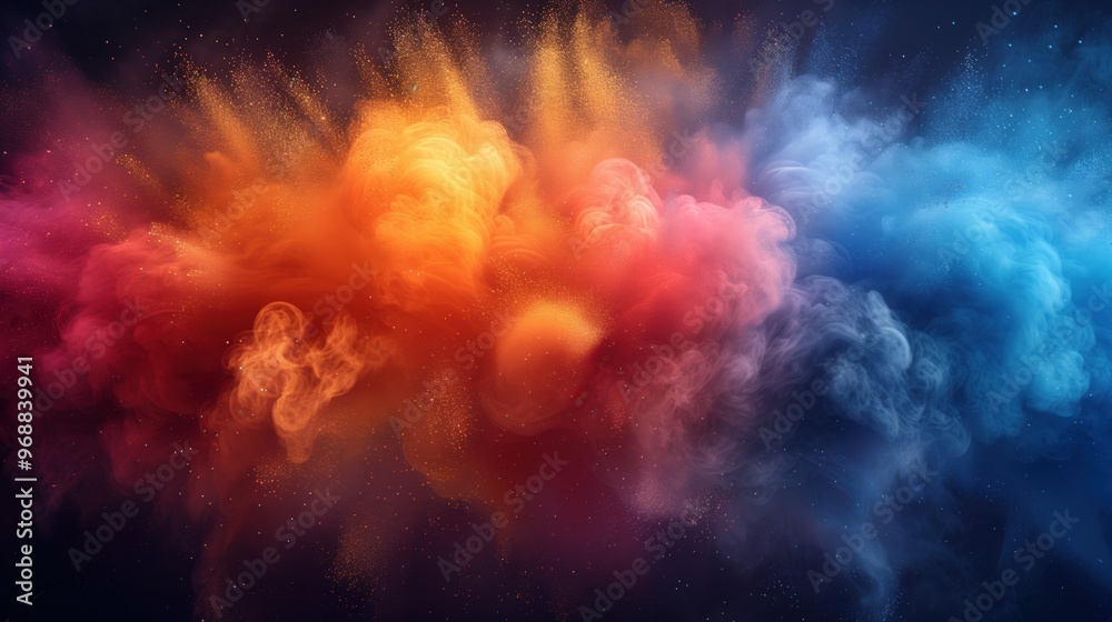 Fototapeta premium Color powder rainbow background with paint holi. texture wallpaper colorful cloud