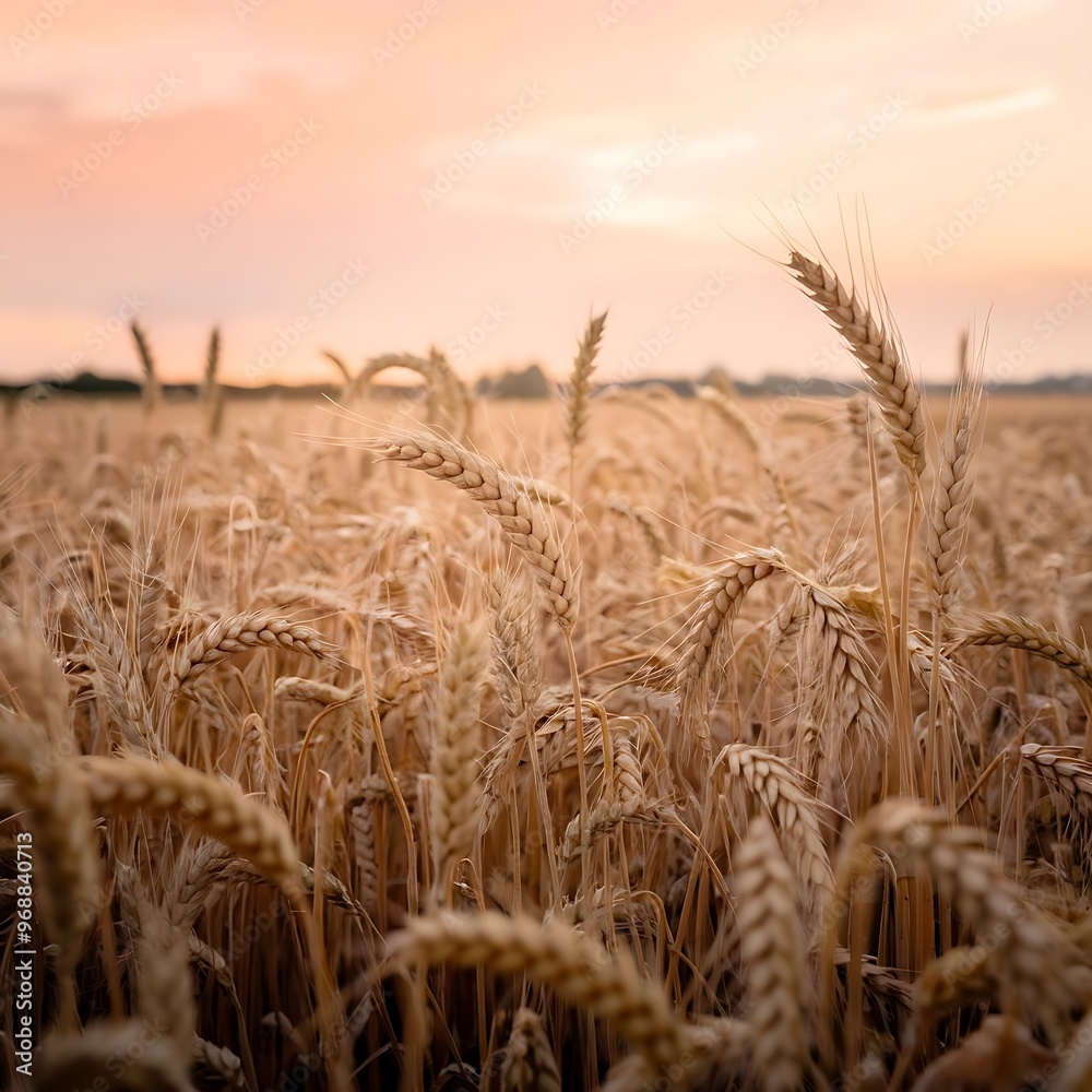 Fototapeta premium golden wheat field at sunset