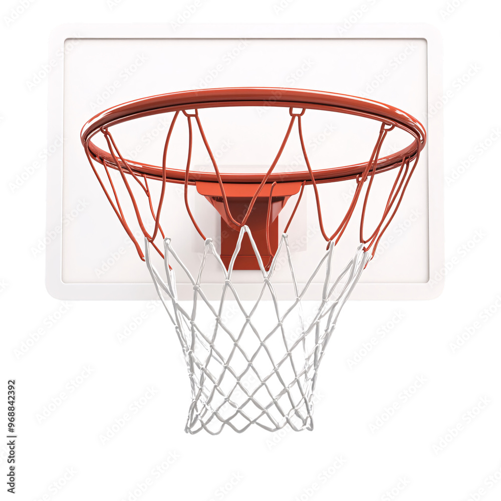 A close-up of a basketball hoop with a net, ideal for sports, fitness, and recreational use. A close-up of a basketball hoop with a net, ideal for sports, fitness, and recreational use.