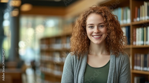 Wallpaper Mural The Smiling Student in Library Torontodigital.ca