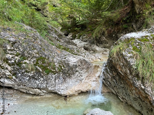 Fratarica canyon and stream waterfalls, Log pod Mangartom (Triglav National Park, Slovenia) - Fratarica-Schlucht und Bachwasserfälle (Triglav-Nationalpark, Slowenien) photo