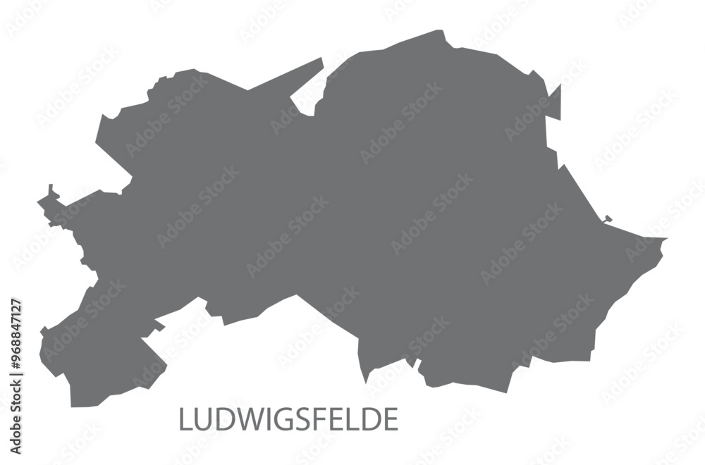 Obraz premium Ludwigsfelde city map with boroughs grey illustration silhouette shape