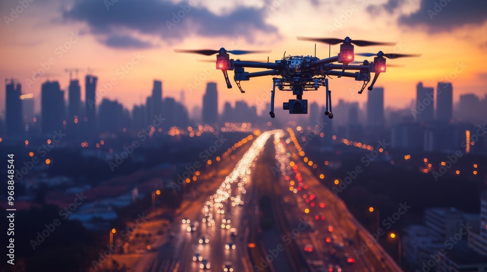 AI-enhanced city infrastructure repairs with autonomous drones and robots: Drones fixing streetlights, roads, and other infrastructure in a high-tech city. AI-enhanced city infrastructure repairs with autonomous drones and robots: Drones fixing streetlights, roads, and other infrastructure in a high-tech city.