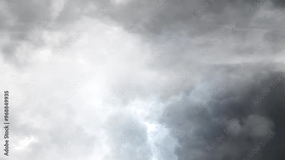 Lightning bolts seen behind white clouds. Lightning bolts seen behind white clouds.