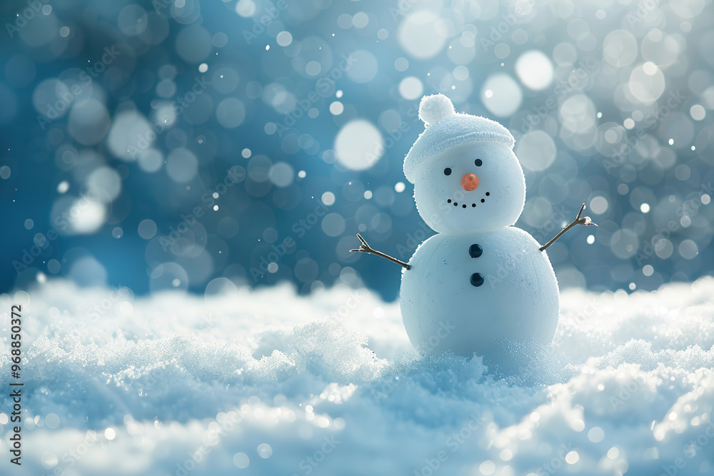 Christmas greeting card with bright winter holiday snowman and New Year background Christmas greeting card with bright winter holiday snowman and New Year background