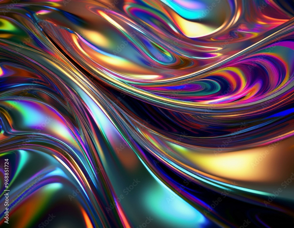 Iridescent Liquid Chrome Waves Abstract Wallpaper Iridescent Liquid Chrome Waves Abstract Wallpaper