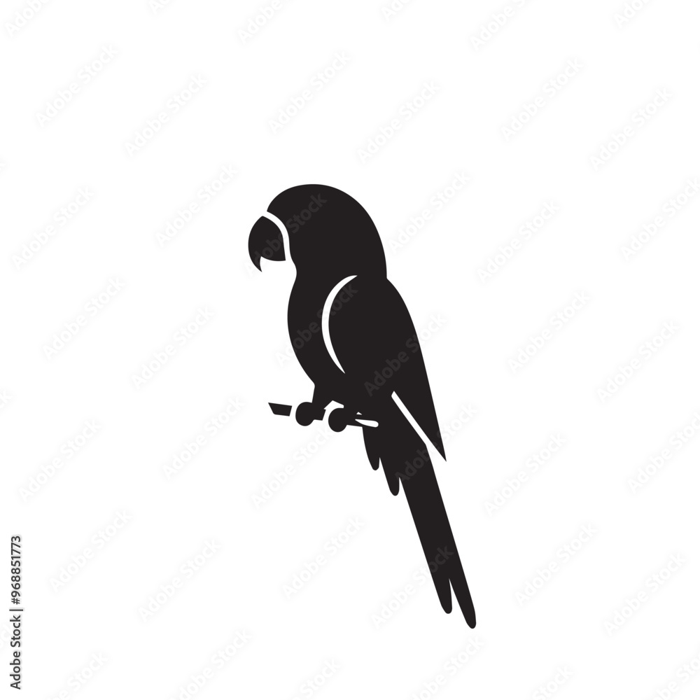 Fototapeta premium Parrot silhouette. Parrot vector design. Parrot logo, icon black and white.