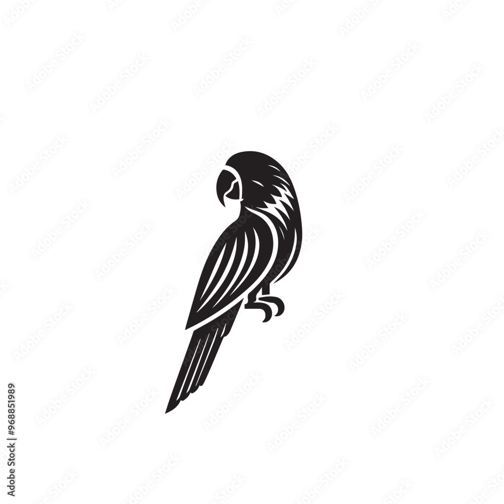 Fototapeta premium Parrot silhouette. Parrot vector design. Parrot logo, icon black and white.