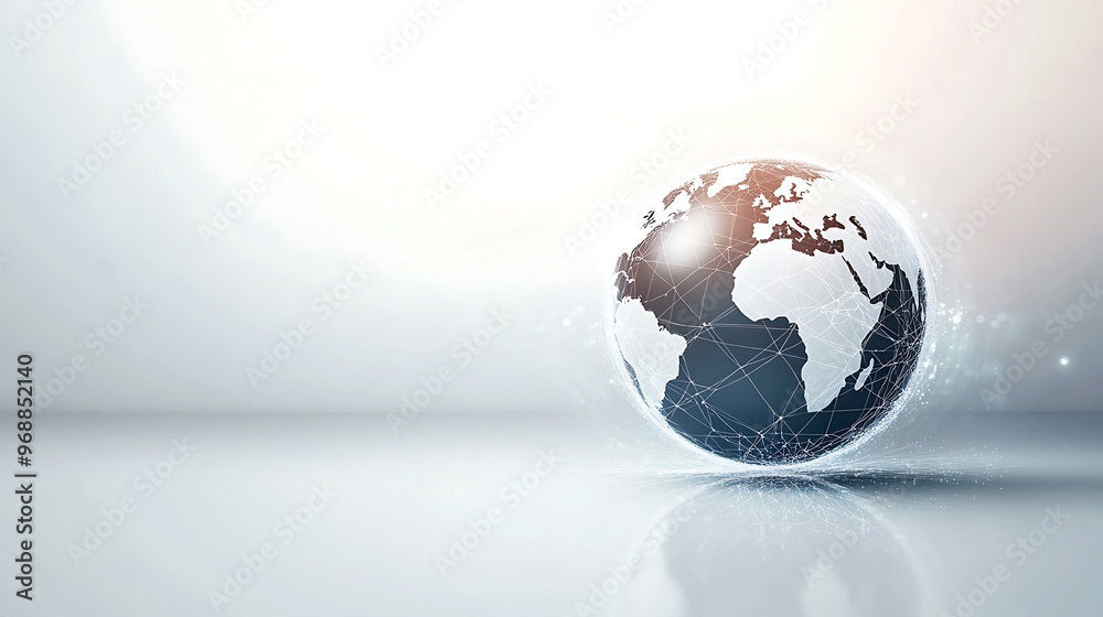 3D Globe with a Network of Lines Representing Connections 3D Globe with a Network of Lines Representing Connections