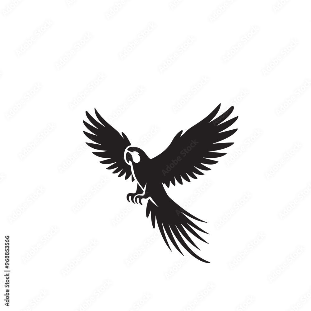 Parrot silhouette. Parrot vector design. Parrot logo, icon black and white. Parrot silhouette. Parrot vector design. Parrot logo, icon black and white.