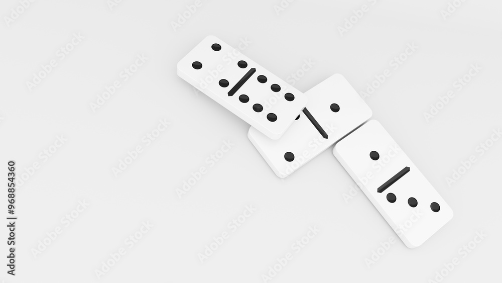 Domino game - 3d render. Tiles, blocks of dominoes with even dots on a bright background. Domino effect business concept, logo for companies, trainings. Domino game - 3d render. Tiles, blocks of domin Domino game - 3d render. Tiles, blocks of dominoes with even dots on a bright background. Domino effect business concept, logo for companies, trainings. Domino game - 3d render. Tiles, blocks of domin