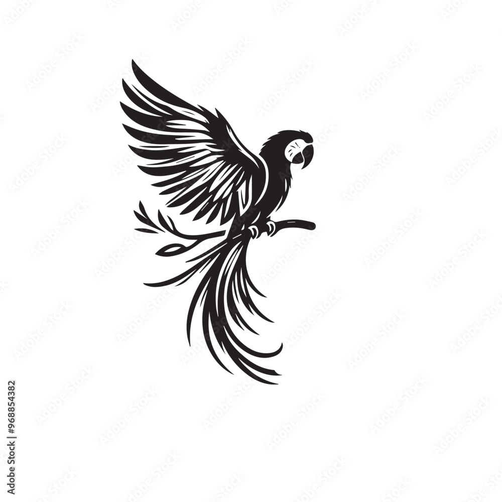 Parrot silhouette. Parrot vector design. Parrot logo, icon black and white. Parrot silhouette. Parrot vector design. Parrot logo, icon black and white.