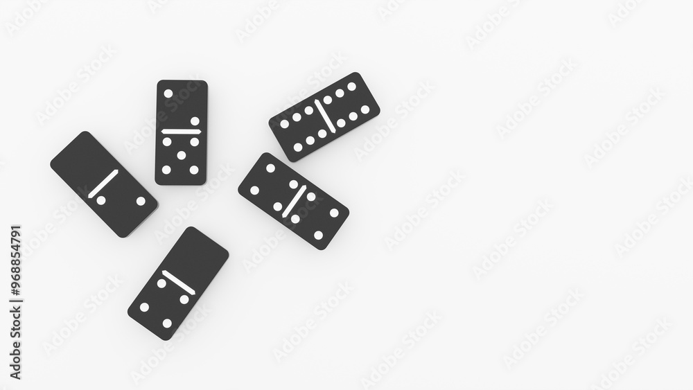 Domino game - 3d render. Tiles, blocks of dominoes with even dots on a bright background. Domino effect business concept, logo for companies, trainings. Domino game - 3d render. Tiles, blocks of domin Domino game - 3d render. Tiles, blocks of dominoes with even dots on a bright background. Domino effect business concept, logo for companies, trainings. Domino game - 3d render. Tiles, blocks of domin