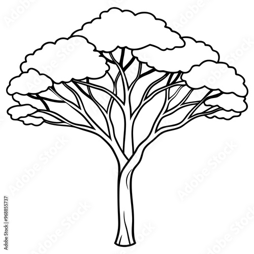 african mahogany tree outline coloring book page line art drawing