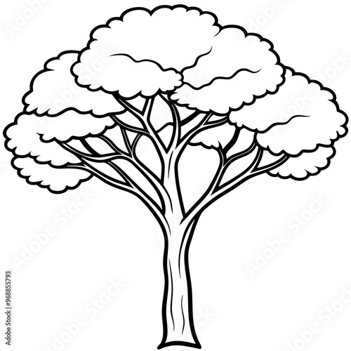 african mahogany tree outline coloring book page line art drawing