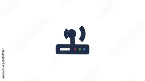 Router Icon animation with waving signal, router modem, internet connections, signal icon 4k video animation