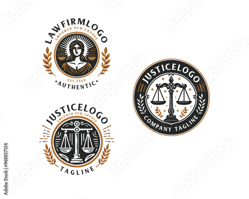 Set vintage bundle classic badge Law Firm advocate logo design for business company