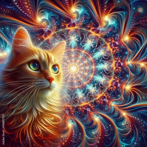 110 Fractal Art The patterns of the cat's fur and the sunbeams a