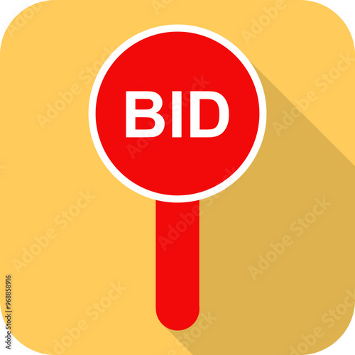Bidding process. Auction paddles. Auction sale and bidding process, financial competition of money offers. Vector, cartoon illustration. Vector.