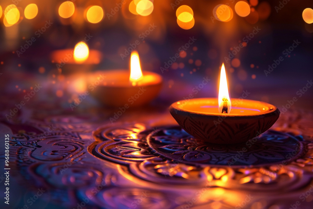 Beautiful greeting card with bright holiday composition for happy and celebrate Diwali Beautiful greeting card with bright holiday composition for happy and celebrate Diwali