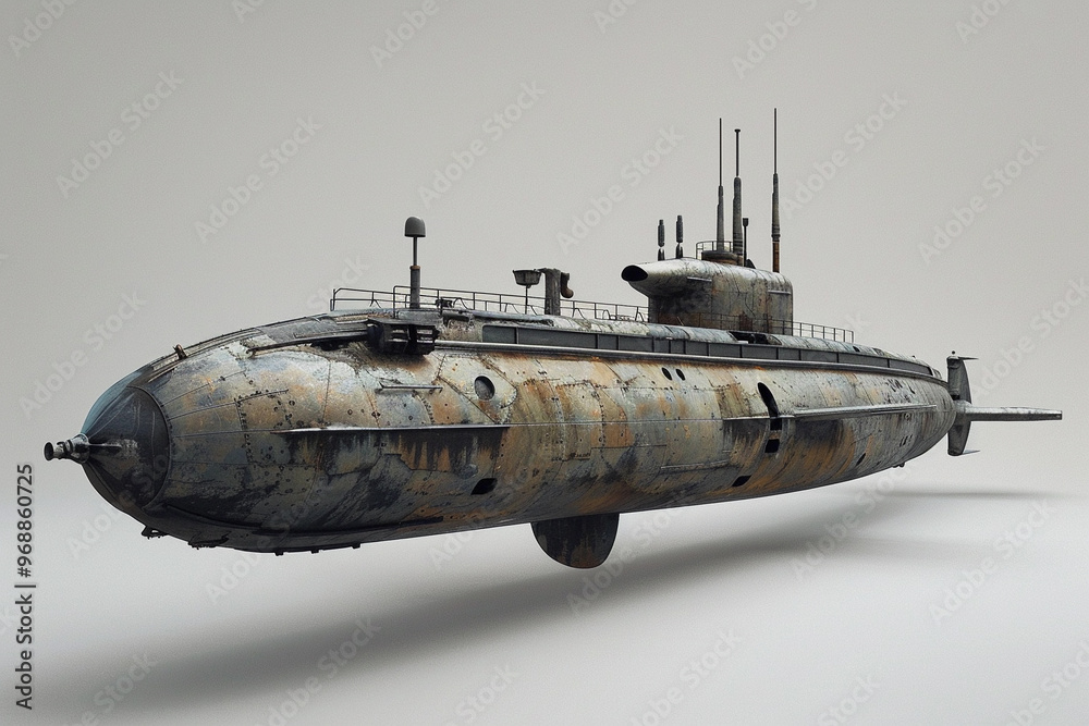 Obraz premium Beautiful large submarine floating in middle of ocean during mission