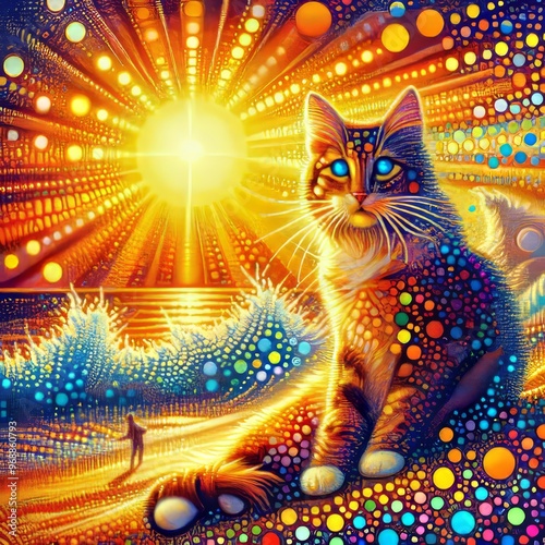 6 Neo Impressionist Hologram Utilizing pointillism the cat and s photo