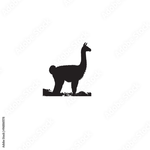 Vicuña Silhouette design. Vicuña Silhouette vector design. Llama vector design. Llama logo.