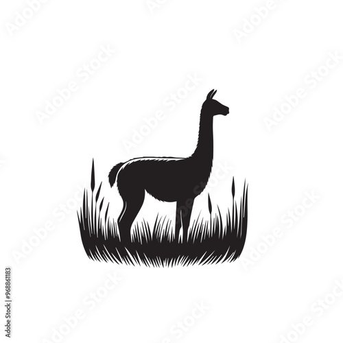 Vicuña Silhouette design. Vicuña Silhouette vector design. Llama vector design. Llama logo.