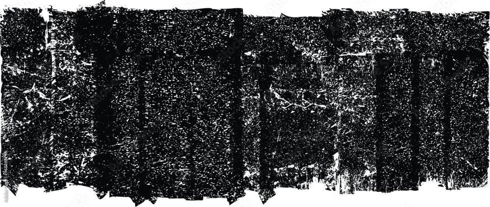 Naklejka premium Roughen textured shape . Paint roller .Grunge textured banner with rough edges. Vector . Overlay distress texture . Screen printing .Simply place texture over any object to create grungy effect . 