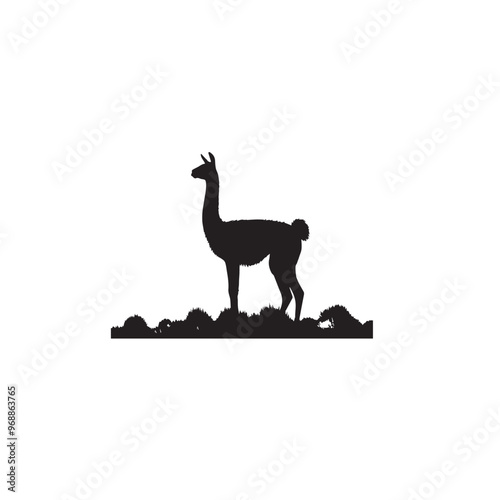 Vicuña Silhouette design. Vicuña Silhouette vector design. Llama vector design. Llama logo.