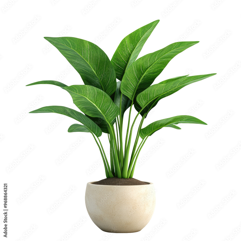 Fototapeta premium 3d illustration of houseplant potted isolated on transparent background