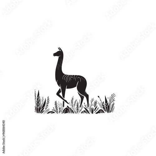 Vicuña Silhouette design. Vicuña Silhouette vector design. Llama vector design. Llama logo.