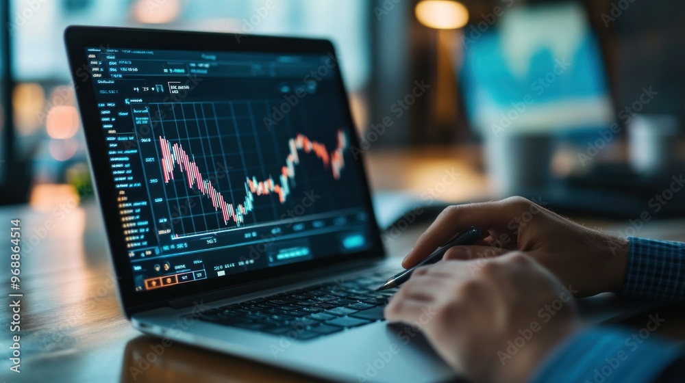 Person Analyzing Stock Market Data on a Laptop Person Analyzing Stock Market Data on a Laptop