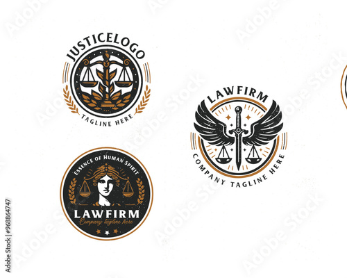 Set vintage bundle classic badge Law Firm advocate logo design for business company