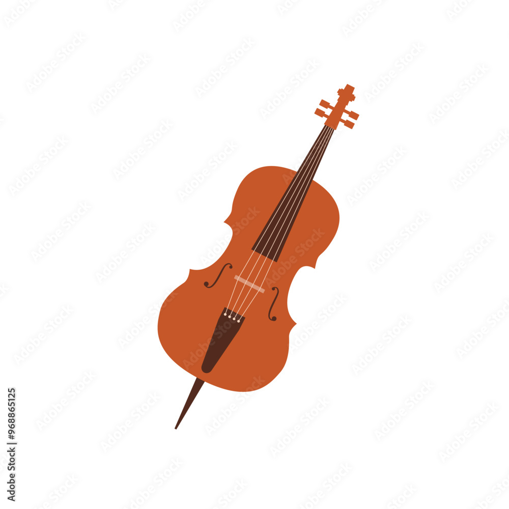Cello musical instrument on isolated white background. Cello icon. Vector illustration cartoon flat style Cello musical instrument on isolated white background. Cello icon. Vector illustration cartoon flat style
