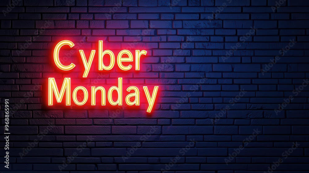 Cyber Monday sale, glowing binary code and text on dark background, 3D illustration Cyber Monday sale, glowing binary code and text on dark background, 3D illustration