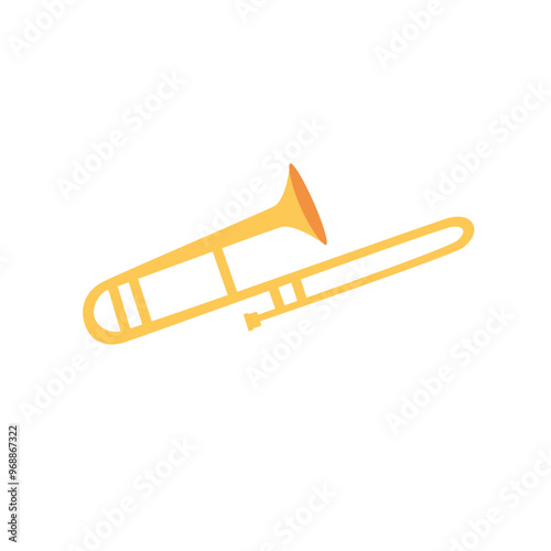 Trombone music instrument on isolated white background. Trombone icon.Vector illustration cartoon flat style.