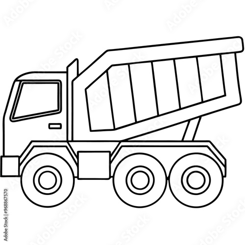 articulated dump truck machine outline coloring book page line art drawing